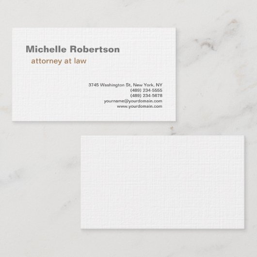 Luxe Premium Linen Black White Plain minimalist Visitekaartje (Voorkant / Achterkant)