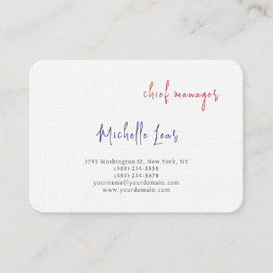 Luxe Premium Linnen Blauw Rood Wit Plain Classic Visitekaartje