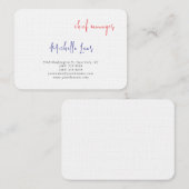 Luxe Premium Linnen Blauw Rood Wit Plain Classic Visitekaartje (Voorkant / Achterkant)