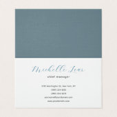 Luxe Premium Linnen Blauw & Wit Plain Klassiek Visitekaartje (Buitenkant ongevouwen)