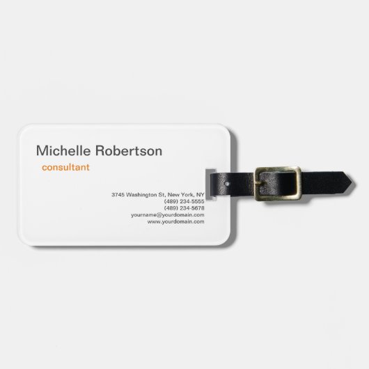 Luxe Premium Linnen Zwart Wit Eenvoudig Minimalist Bagagelabel (Voorkant horizontaal)