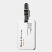 Luxe Premium Linnen Zwart Wit Eenvoudig Minimalist Bagagelabel (Voorkant verticaal)