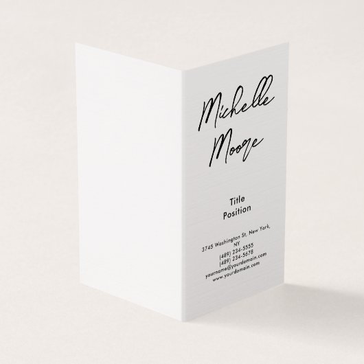 Luxe Premium Linnen Zwart & Wit Minimalist Visitekaartje (Buitenkant)