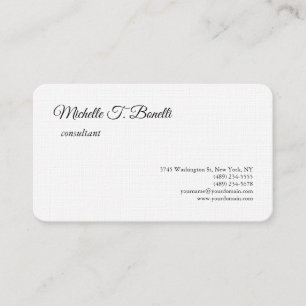Luxe Premium Linnen Zwart Wit Script Minimalist Visitekaartje