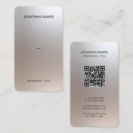 Luxe Premium Zijdepapier QR Code Glamour Zilver Visitekaartje (Voorkant / Achterkant)