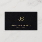 Luxe Premium Zwart Elegant Monogram Modern Visitekaartje (Voorkant)