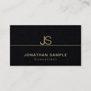 Luxe Premium Zwart Elegant Monogram Modern Visitekaartje