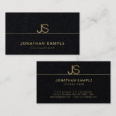 Luxe Premium Zwart Elegant Monogram Modern Visitekaartje (Voorkant / Achterkant)