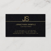 Luxe Premium Zwart Elegant Monogram Modern Visitekaartje (Achterkant)