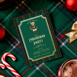 Luxe Preppy Geruite Kerst Teddybeer Folie Uitnodiging