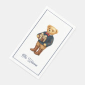 Luxe Preppy Geruite Kerst Teddybeer Servet (Hoek)