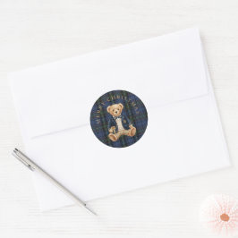 Luxe Preppy Geruite Teddibeer Ronde Sticker