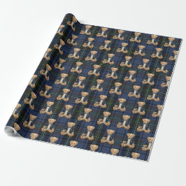 Luxe Preppy Geruite Teddydbeer Cadeaupapier