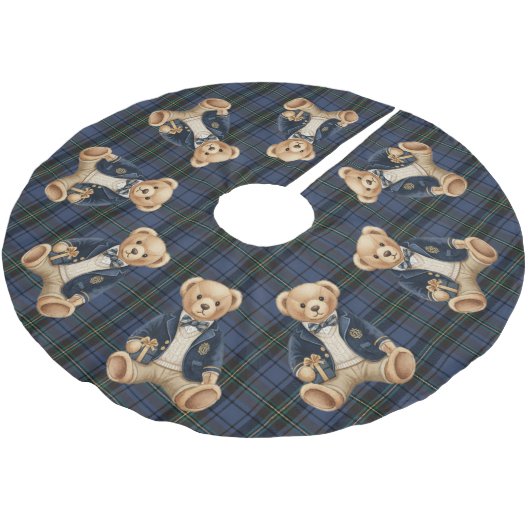 Luxe Preppy Geruite Teddydbeer Kerstboom Rok (Gekanteld)