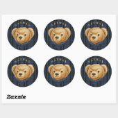 Luxe Preppy Plaid Teddy Bear Head Ronde Sticker (Vel)