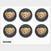 Luxe Preppy Plaid Teddybeer Hoofd Ronde Sticker (Vel)