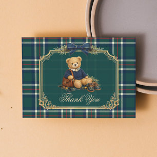 Luxe Preppy Teddybeer Baby Shower  Bedankkaart