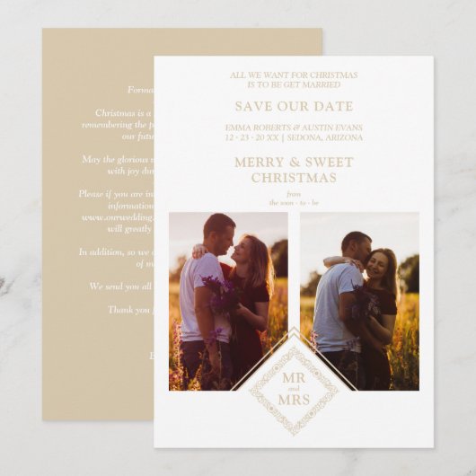 Luxe prettige kerstmis 2 foto's Collage (Voorkant / Achterkant)