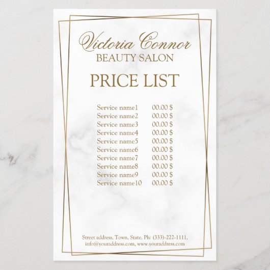Luxe prijslijst Gold Line Border Flyer (Voorkant)