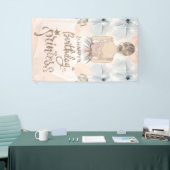 Luxe Prinses Gelukkige Verjaardag Beige glitter Spandoek (Beurs)