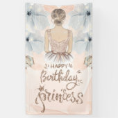 Luxe Prinses Gelukkige Verjaardag Beige glitter Spandoek (Verticaal)