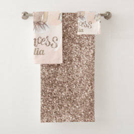 Luxe Prinses Gepersonaliseerde Beige glitter Bad Handdoek