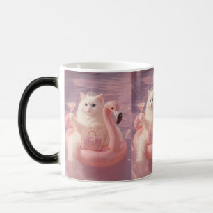 Luxe Prinses Kat op Roze Flamingo Zwembad Drijver  Magische Mok