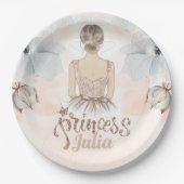 Luxe Prinses Verjaardag Beige glitter Personaliser Papieren Bordje (Voorkant)