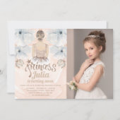 Luxe Prinses Verjaardagsfeestje Foto glitter Kaart (Voorkant)