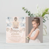 Luxe Prinses Verjaardagsfeestje Foto glitter Kaart (Staand voorkant)