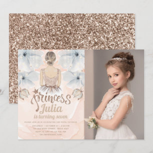 Luxe Prinses Verjaardagsfeestje Foto glitter Kaart