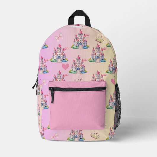 Luxe Prinsessenkasteel Kinderen Rugzak Patroon (Voorkant)