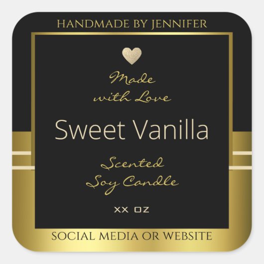 Luxe Product Verpakking Etiketten Zwart en Goud (Voorkant)