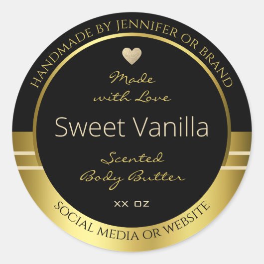 Luxe Product Verpakking Etiketten Zwart en Goud (Voorkant)