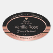 Luxe productverpakking - zwart en Roos Gold Ovale Sticker (Voorkant)