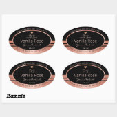 Luxe productverpakking - zwart en Roos Gold Ovale Sticker (Vel)