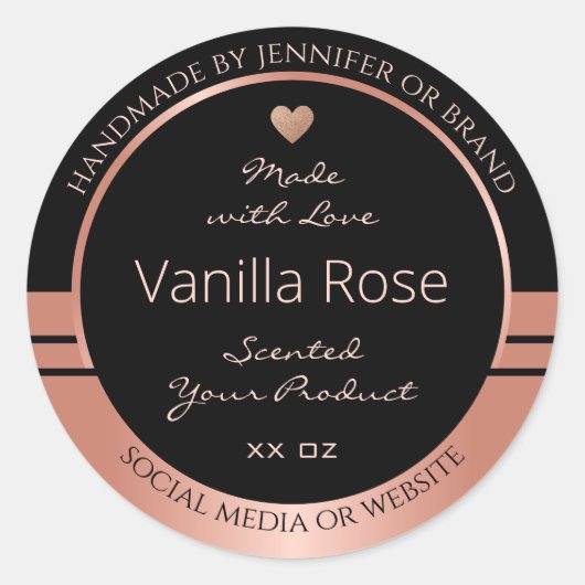 Luxe productverpakking - zwart en Roos Gold Ronde Sticker (Voorkant)