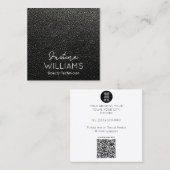 Luxe professional Eenvoudig zwart leer Vierkante Visitekaartje (Voorkant / Achterkant)