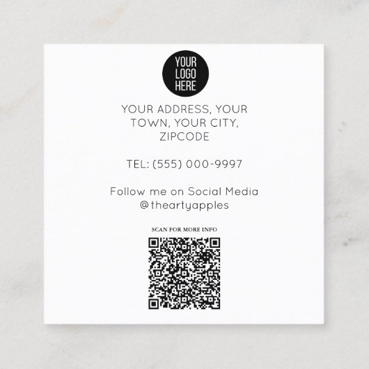 Luxe professional Eenvoudig zwart leer Vierkante Visitekaartje (Achterkant)