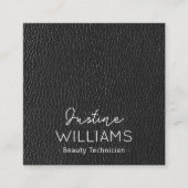 Luxe professional Eenvoudig zwart leer Vierkante Visitekaartje (Voorkant)