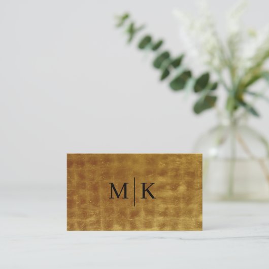 Luxe Professional QR Code Monogram zwart Gold Visitekaartje (Staand voorkant)