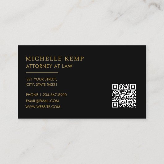 Luxe Professional QR Code Monogram zwart Gold Visitekaartje (Achterkant)
