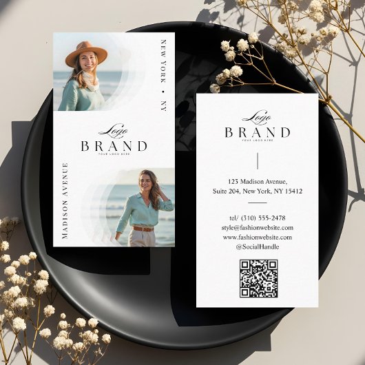 Luxe professioneel logo met foto van modeontwerper visitekaartje