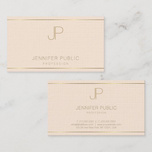 Luxe Professioneel Monogram Elegante Moderne Vlakt Visitekaartje (Voorkant / Achterkant)