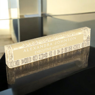 Luxe Professionele Gouden Glitter Modern Naambordje