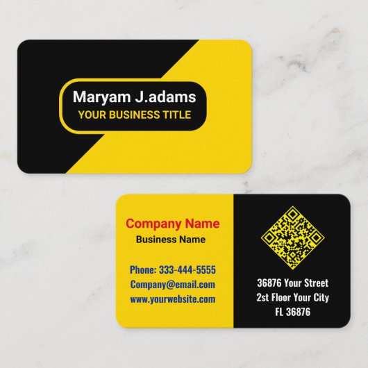 Luxe Professionele QR Code Zwart Goud Visitekaartje (Voorkant / Achterkant)