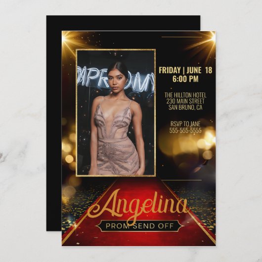 Luxe Prom Stuur Uit Afstuderen Rode Tapijt Kaart (Voorkant / Achterkant)