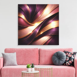 Luxe pruim & goud vloeiende abstracte canvas kunst