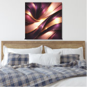 Luxe pruim & goud vloeiende abstracte canvas kunst (Insitu (Slaapkamer))