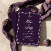 Luxe Pruim Monogram Bruiloft Kaart